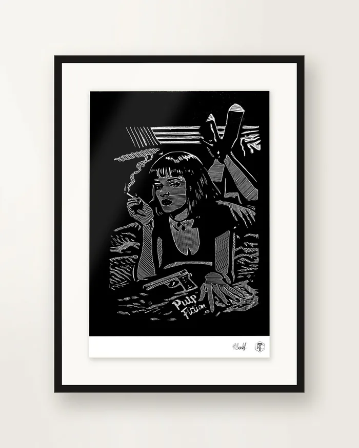 Mia — linocut print by Richard Cervenka, Bern, A4, framed