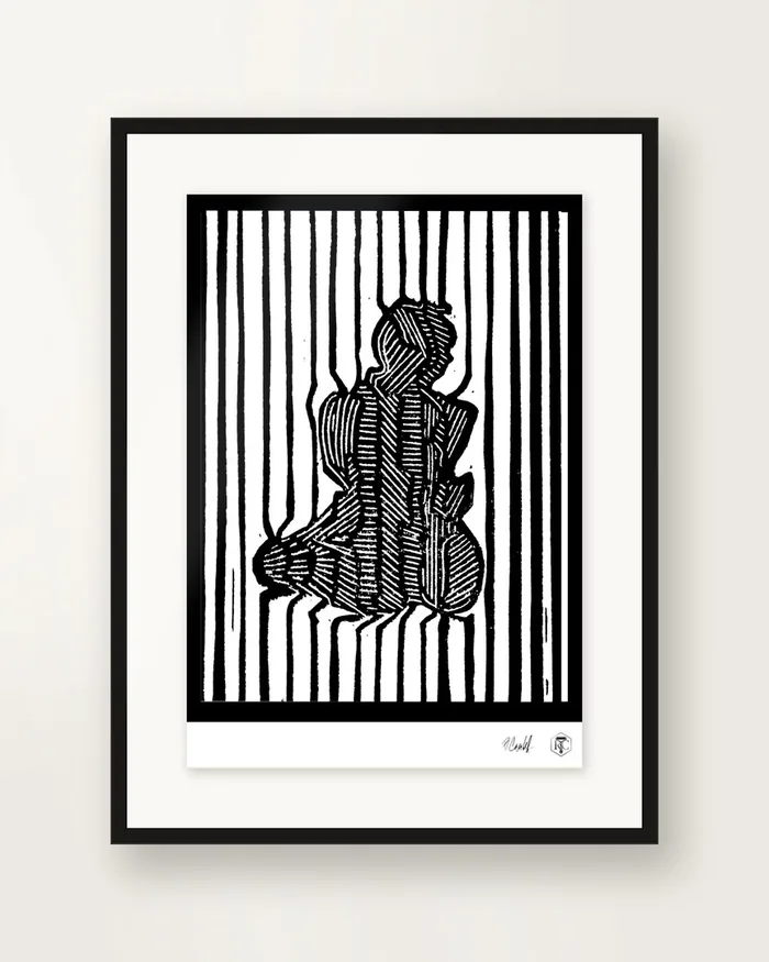 Stripes — linocut print by Richard Cervenka, Bern, 11.5 × 16 cm