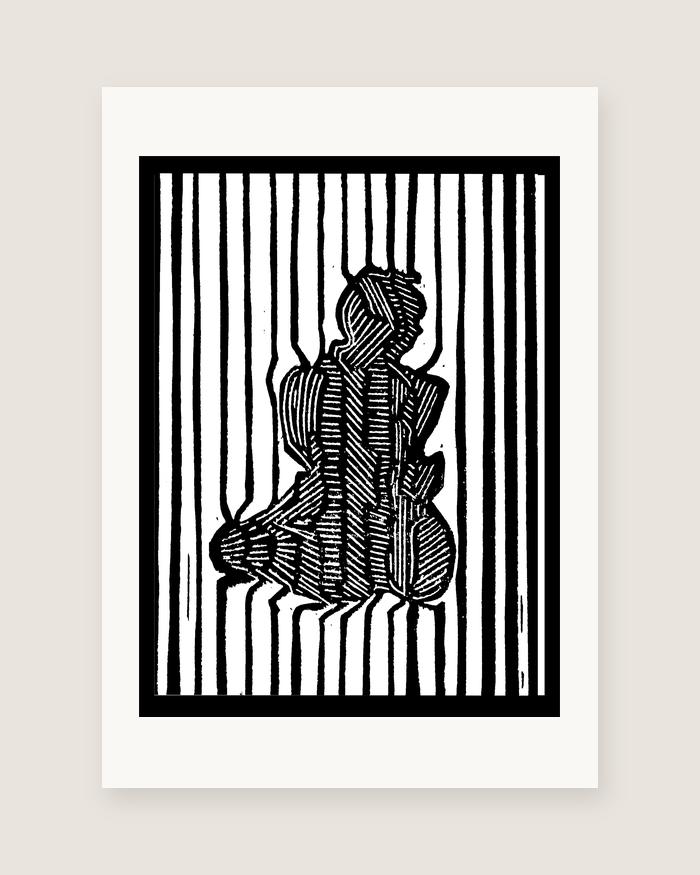 Stripes — linocut print by Richard Cervenka, Bern, A5